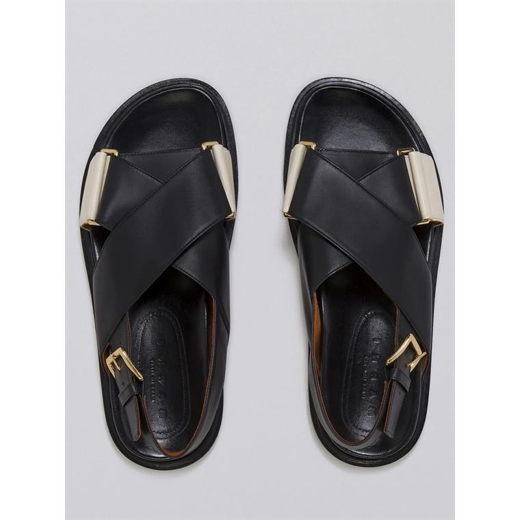 MARNI Fusbett Sandaler, Black/Silkwhite